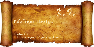 Könye Ibolya névjegykártya